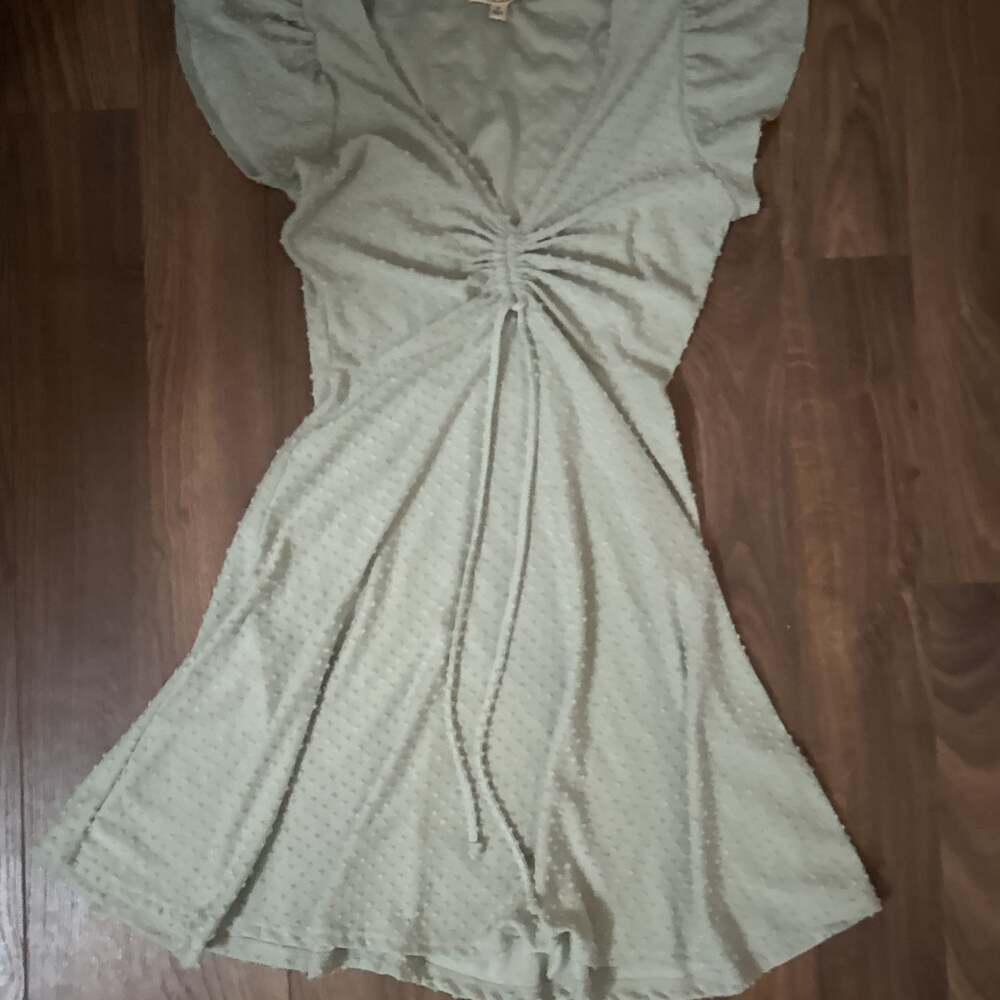 Rolla Coster Sage Green Flutter Sleeve V-Neck Mini Dress